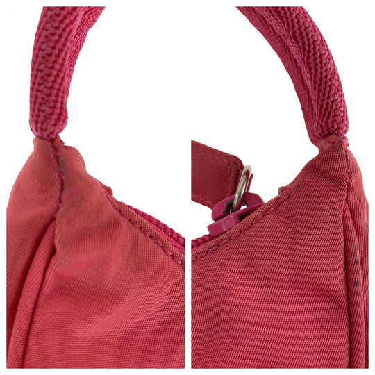 PRADA Handbag Nylon pink Handbag accessory pouch Test Triangle With logo Women Used Authentic