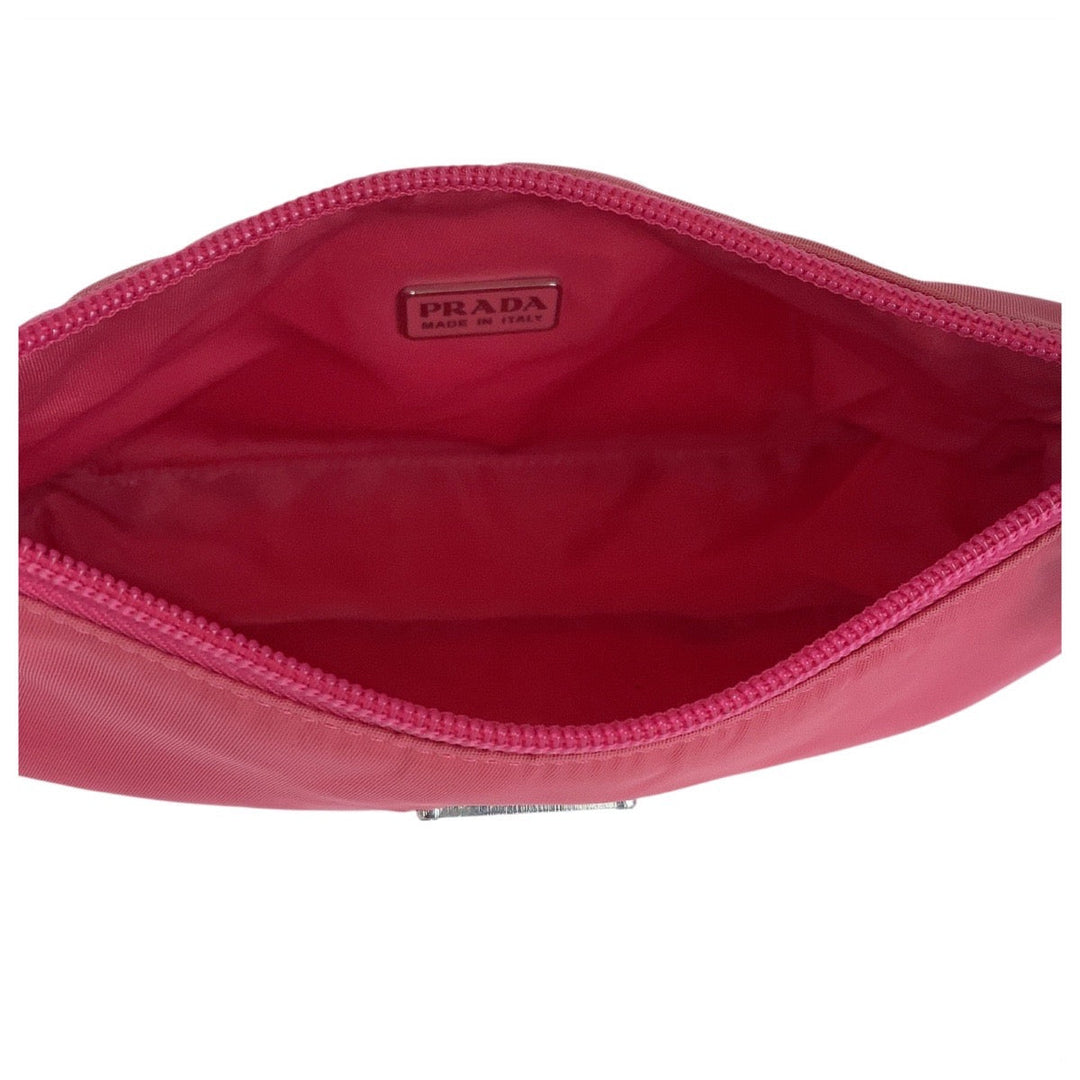 PRADA Handbag Nylon pink Handbag accessory pouch Test Triangle With logo Women Used Authentic