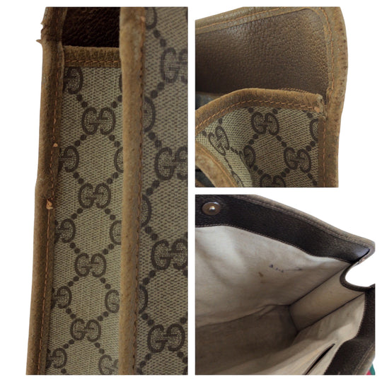 GUCCI Tote Bag 89 02 997 GG Supreme Canvas Brown Beige Gold Metal Tote Bag Shoulder Bag Old Gucci Shelly Line Women Used Authentic