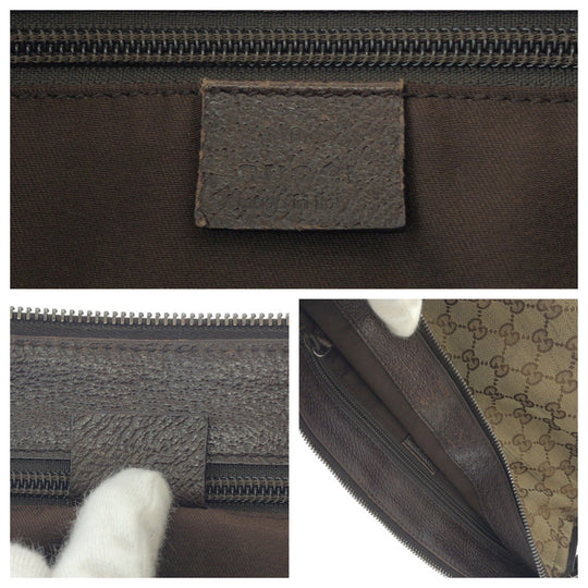 GUCCI Shoulder Bag 114273 GG canvas Beige Brown SilverMetal Shoulder Bag pochette Women Used Authentic