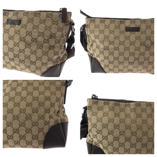 GUCCI Shoulder Bag 114273 GG canvas Beige Brown SilverMetal Shoulder Bag pochette Women Used Authentic
