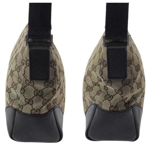 GUCCI Shoulder Bag 114273 GG canvas Beige Brown SilverMetal Shoulder Bag pochette Women Used Authentic