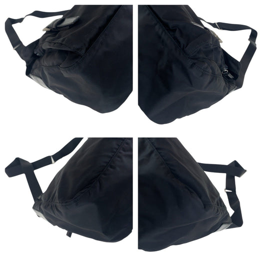 PRADA Shoulder Bag Nylon, Leather black Shoulder Bag pochette Test Triangle With logo Women Used Authentic