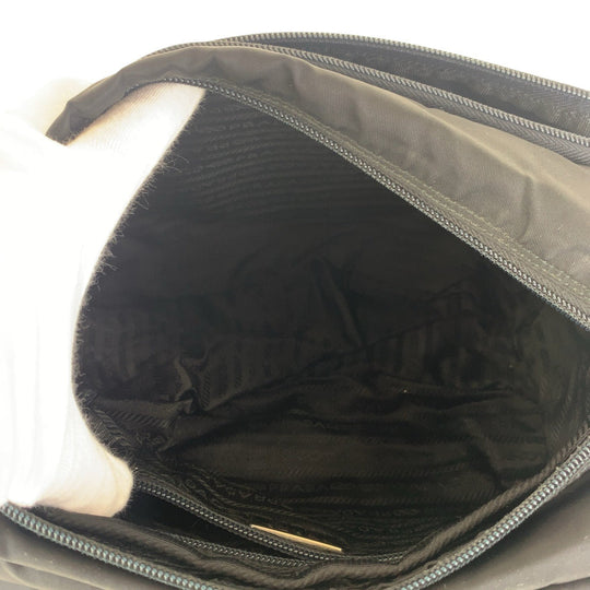 PRADA Shoulder Bag Nylon, Leather black Shoulder Bag pochette Test Triangle With logo Women Used Authentic