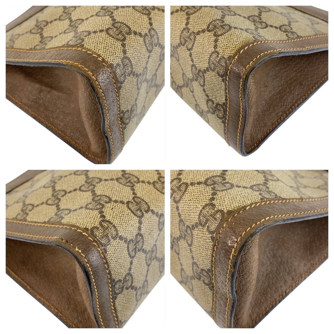 GUCCI Clutch bag 89 01 002 GG Supreme canvas, leather beige Clutch bag business bag Sherry Line Old Gucci Women Used Authentic
