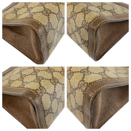 GUCCI Clutch bag 89 01 002 GG Supreme canvas, leather beige Clutch bag business bag Sherry Line Old Gucci Women Used Authentic