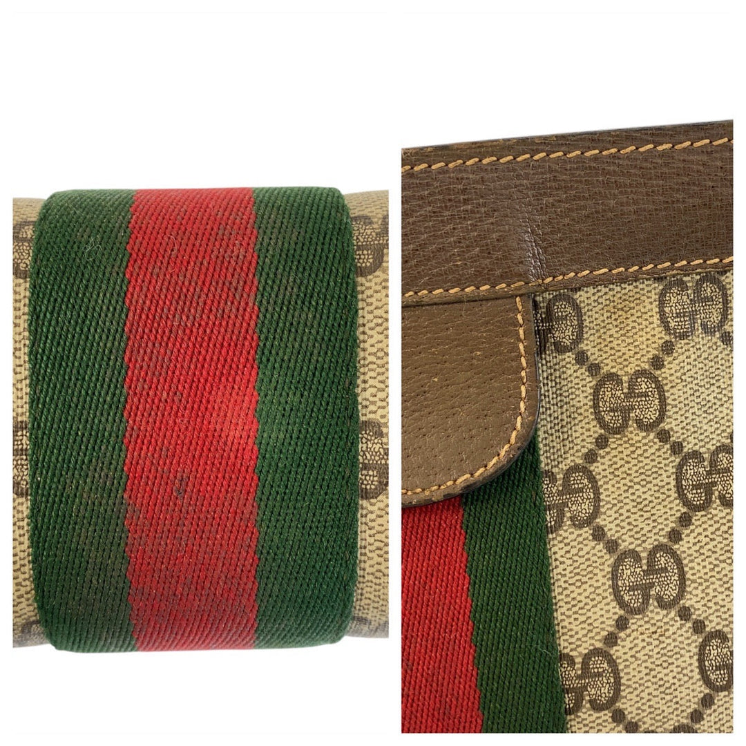 GUCCI Clutch bag 89 01 002 GG Supreme canvas, leather beige Clutch bag business bag Sherry Line Old Gucci Women Used Authentic