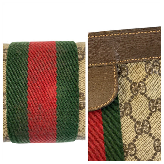 GUCCI Clutch bag 89 01 002 GG Supreme canvas, leather beige Clutch bag business bag Sherry Line Old Gucci Women Used Authentic