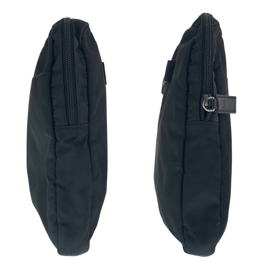 PRADA Clutch bag Nylon Black SilverMetal Clutch bag PC case Test Triangle With logo Women Used Authentic