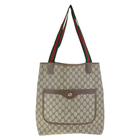 GUCCI Tote Bag 89 02 003 GG Supreme canvas, leather Brown Tote Bag Shoulder Bag Old Gucci Shelly Line Interlocking Women Used Authentic