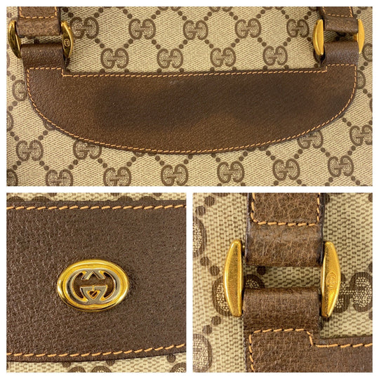 GUCCI Tote Bag 39 02 091 GG Supreme canvas, leather Beige Brown Gold Metal Tote Bag Shoulder Bag Sherry Line Old Gucci Women Used Authentic