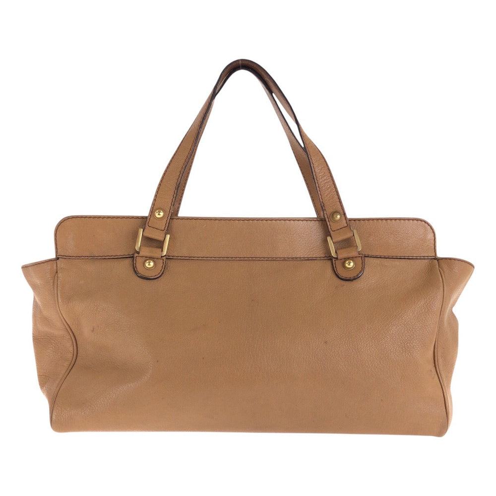 GUCCI Tote Bag 121551 leather Brown Gold Metal Interlocking G blondie studs
