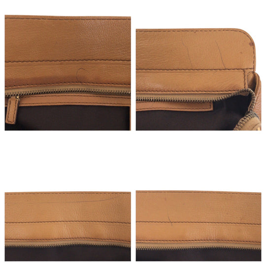 GUCCI Tote Bag 121551 leather Brown Gold Metal Interlocking G blondie studs