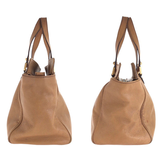 GUCCI Tote Bag 121551 leather Brown Gold Metal Interlocking G blondie studs