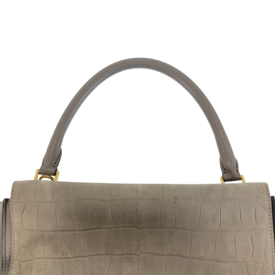 CELINE Handbag leather gray Embossing Trapeze Medium