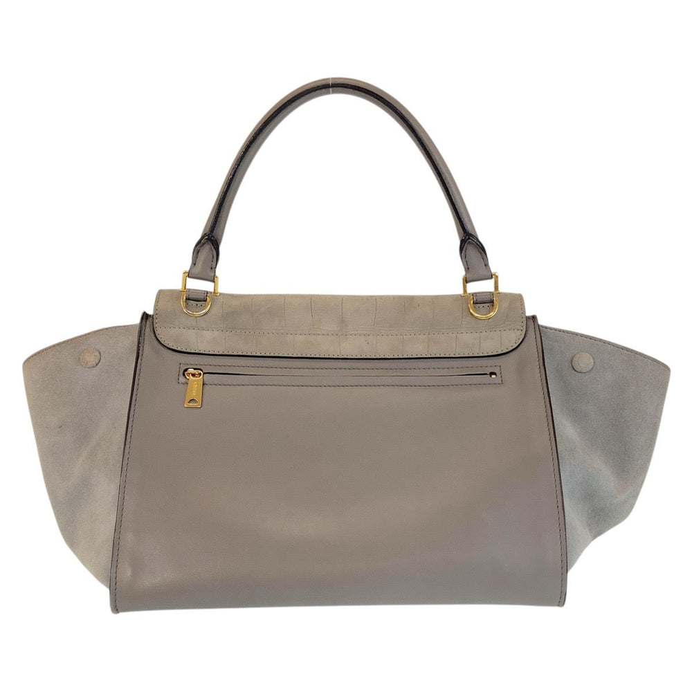CELINE Handbag leather gray Embossing Trapeze Medium