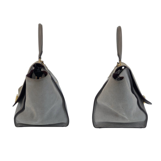 CELINE Handbag leather gray Embossing Trapeze Medium