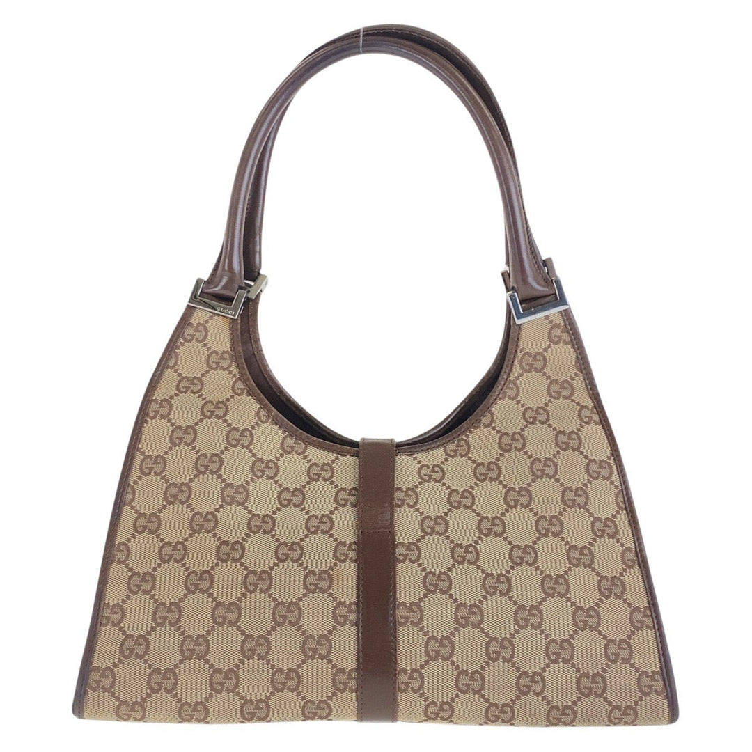 GUCCI Shoulder Bag 002 1067 GG canvas Beige Brown SilverMetal Jackie