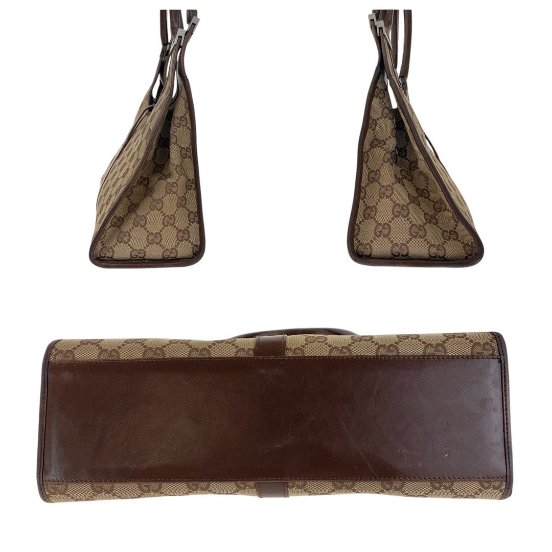 GUCCI Shoulder Bag 002 1067 GG canvas Beige Brown SilverMetal Jackie