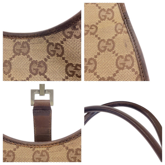 GUCCI Shoulder Bag 002 1067 GG canvas Beige Brown SilverMetal Jackie
