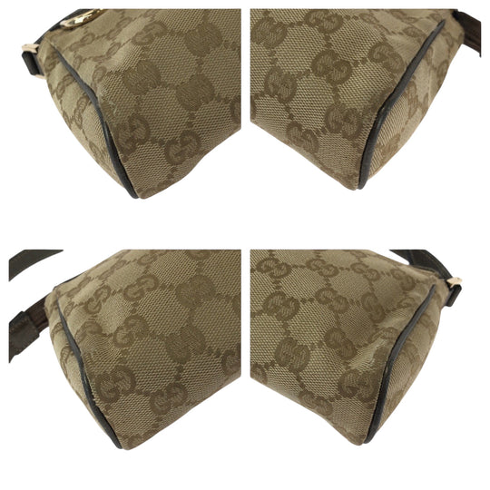 GUCCI Handbag 145750 canvas Brown Metallic Khaki Gray GoldMetal Handbag accessory pouch Women Used Authentic