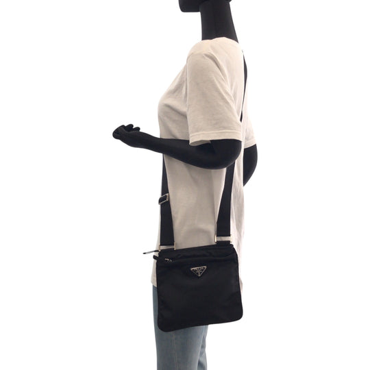 PRADA Shoulder Bag BT7372 Nylon black Test Triangle With logo