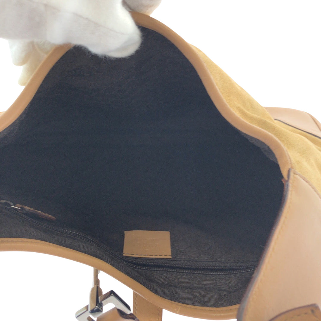 GUCCI Shoulder Bag 001 3306 Suede Camel Brown SilverMetal One Shoulder Bag Jackie Women Used Authentic