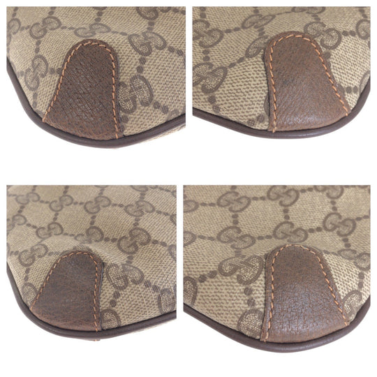 GUCCI Clutch bag 89 02075 GG Supreme Canvas Brown Beige Gold Metal Old Gucci