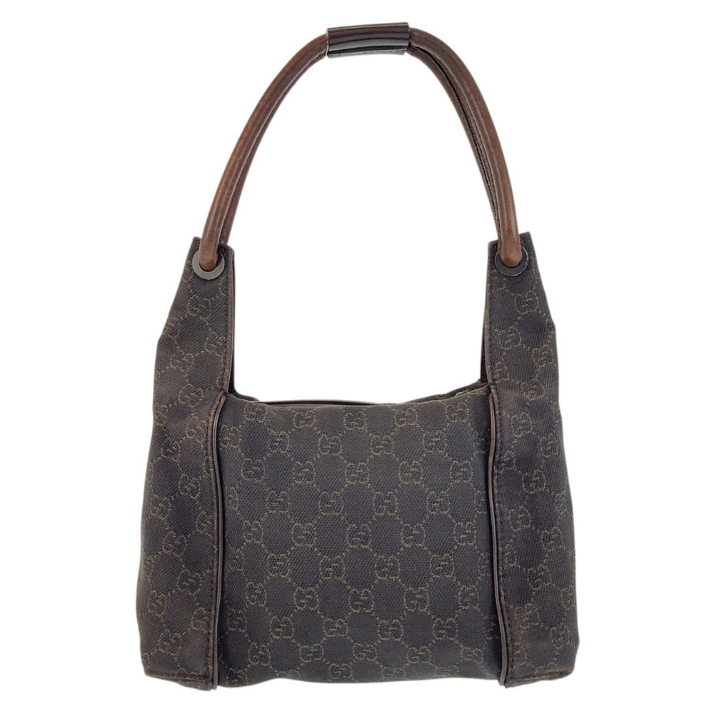 GUCCI Shoulder Bag 101333 GG canvas, leather Dark brown Shoulder Bag handbag Women Used Authentic