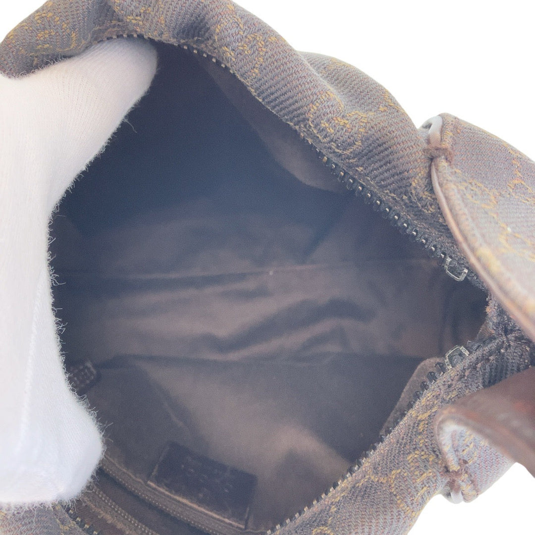 GUCCI Shoulder Bag 101333 GG canvas, leather Dark brown Shoulder Bag handbag Women Used Authentic