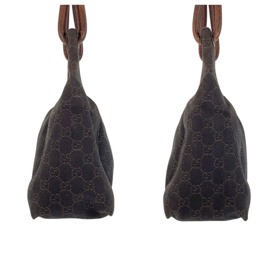 GUCCI Shoulder Bag 101333 GG canvas, leather Dark brown Shoulder Bag handbag Women Used Authentic