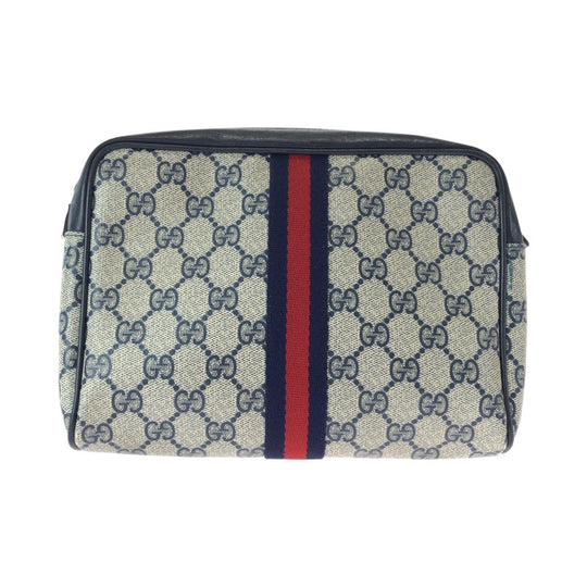 GUCCI Clutch bag GG Supreme Canvas Navy Old Gucci Shelly Line