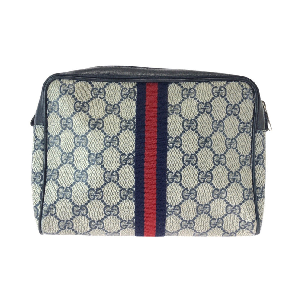 GUCCI Clutch bag GG Supreme Canvas Navy Old Gucci Shelly Line
