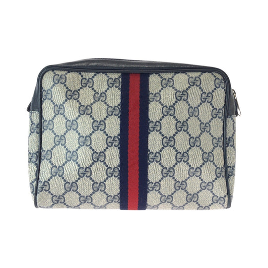 GUCCI Clutch bag GG Supreme Canvas Navy Old Gucci Shelly Line
