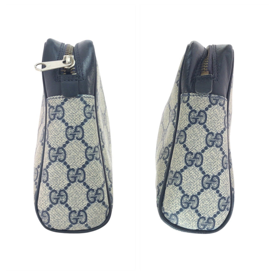 GUCCI Clutch bag GG Supreme Canvas Navy Old Gucci Shelly Line