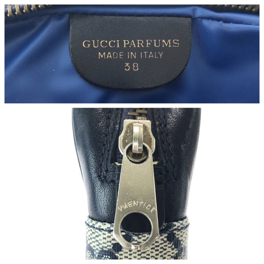 GUCCI Clutch bag GG Supreme Canvas Navy Old Gucci Shelly Line