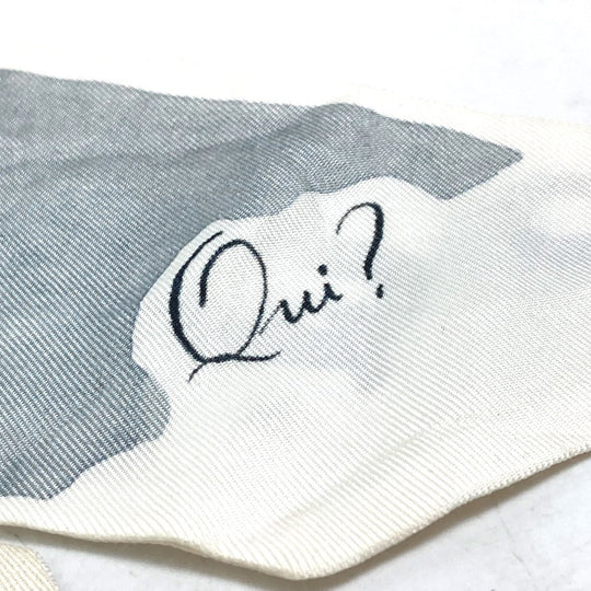 Dior scarf silk white Initials logo Q Mitsua Women Used Authentic