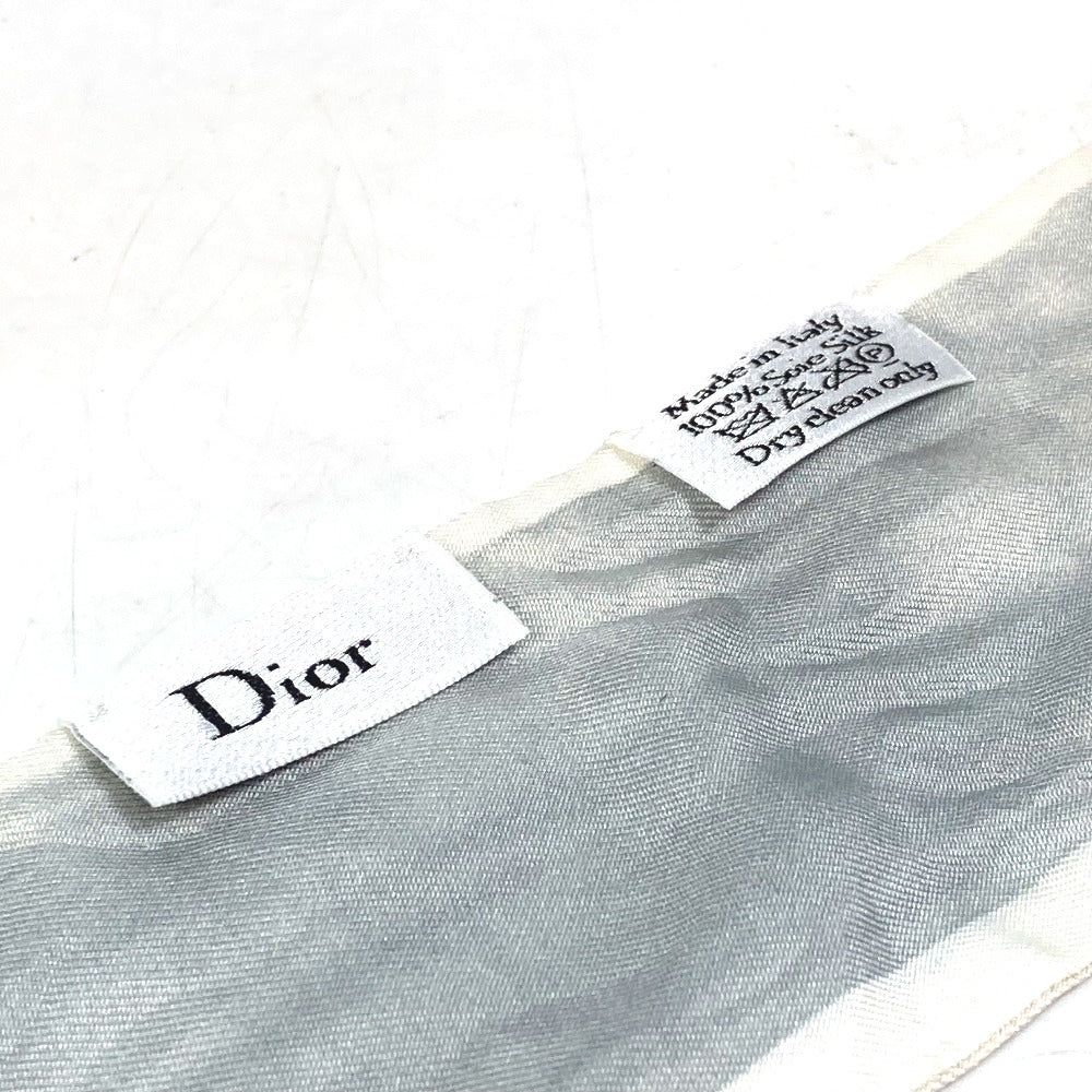 Dior scarf silk white Initials logo Q Mitsua Women Used Authentic
