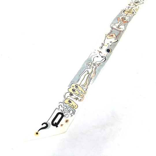 Dior scarf silk white Initials logo Q Mitsua Women Used Authentic