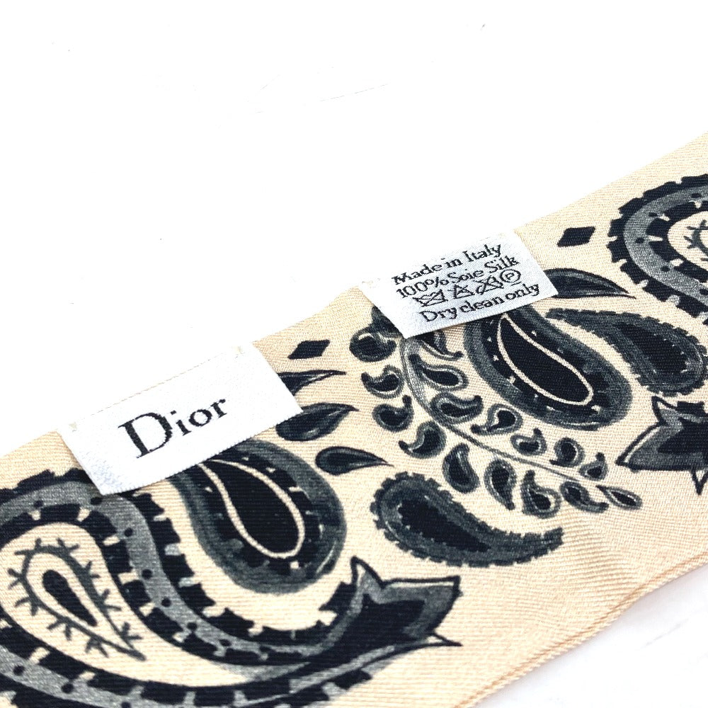 Dior scarf silk beige logo mitsa Women Used Authentic