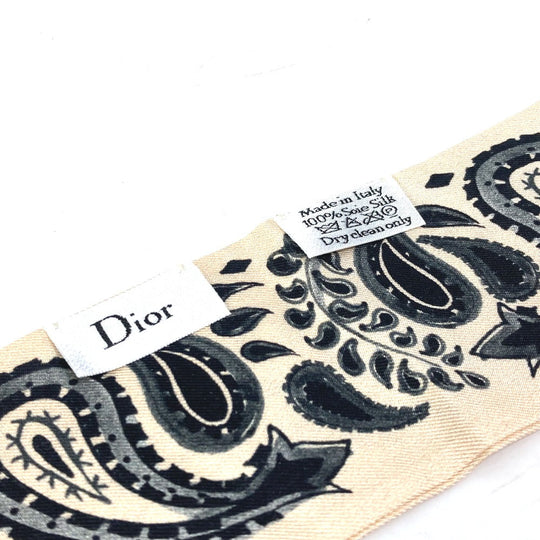 Dior scarf silk beige logo mitsa Women Used Authentic