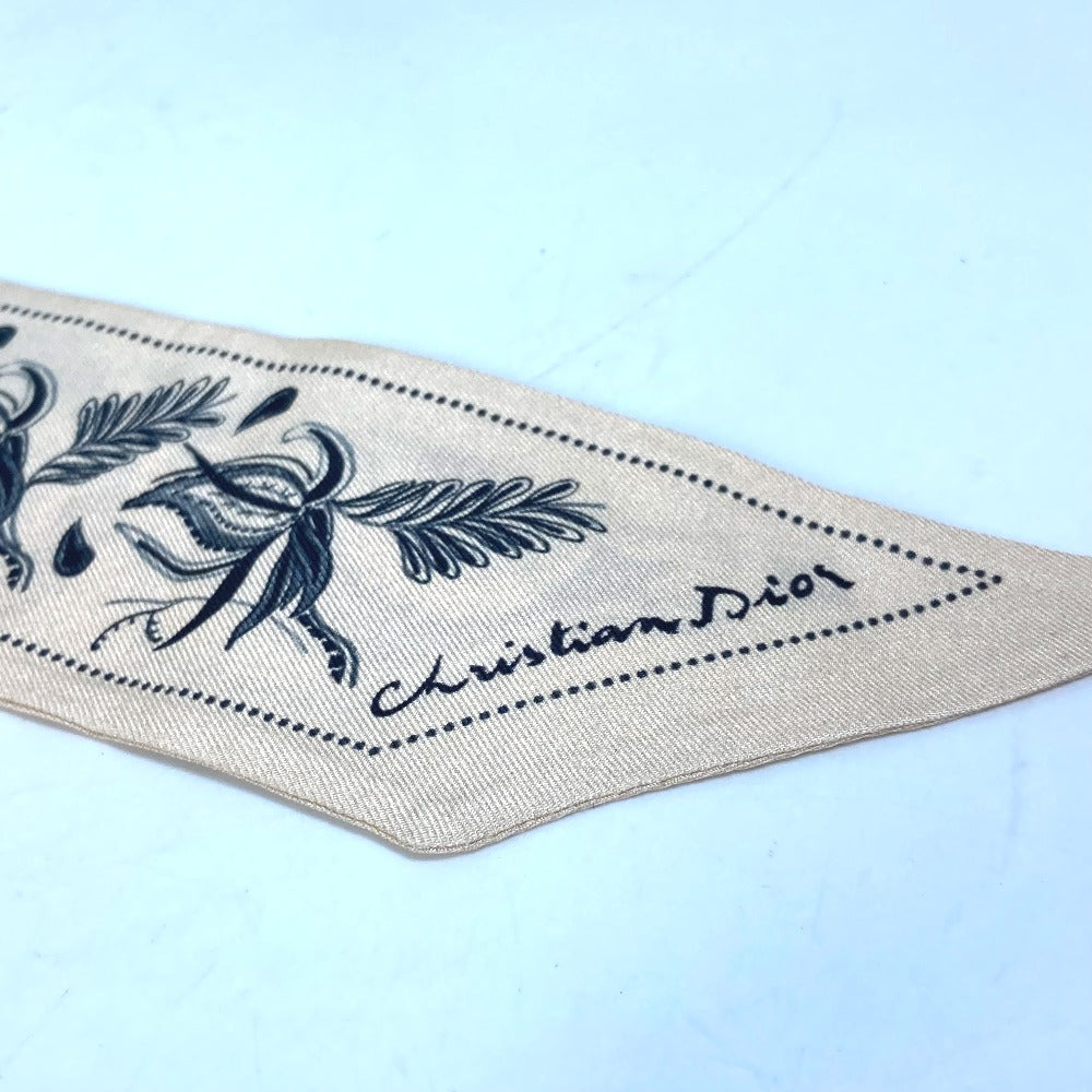 Dior scarf silk beige logo mitsa Women Used Authentic