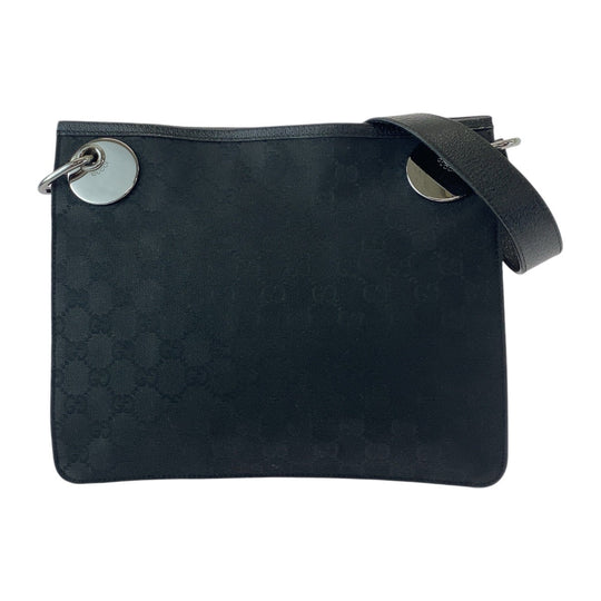 GUCCI Shoulder Bag 120841 GG canvas, leather Black SilverMetal Shoulder Bag Messenger bag Women Used Authentic