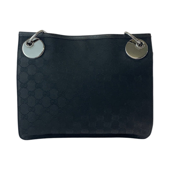 GUCCI Shoulder Bag 120841 GG canvas, leather Black SilverMetal Shoulder Bag Messenger bag Women Used Authentic