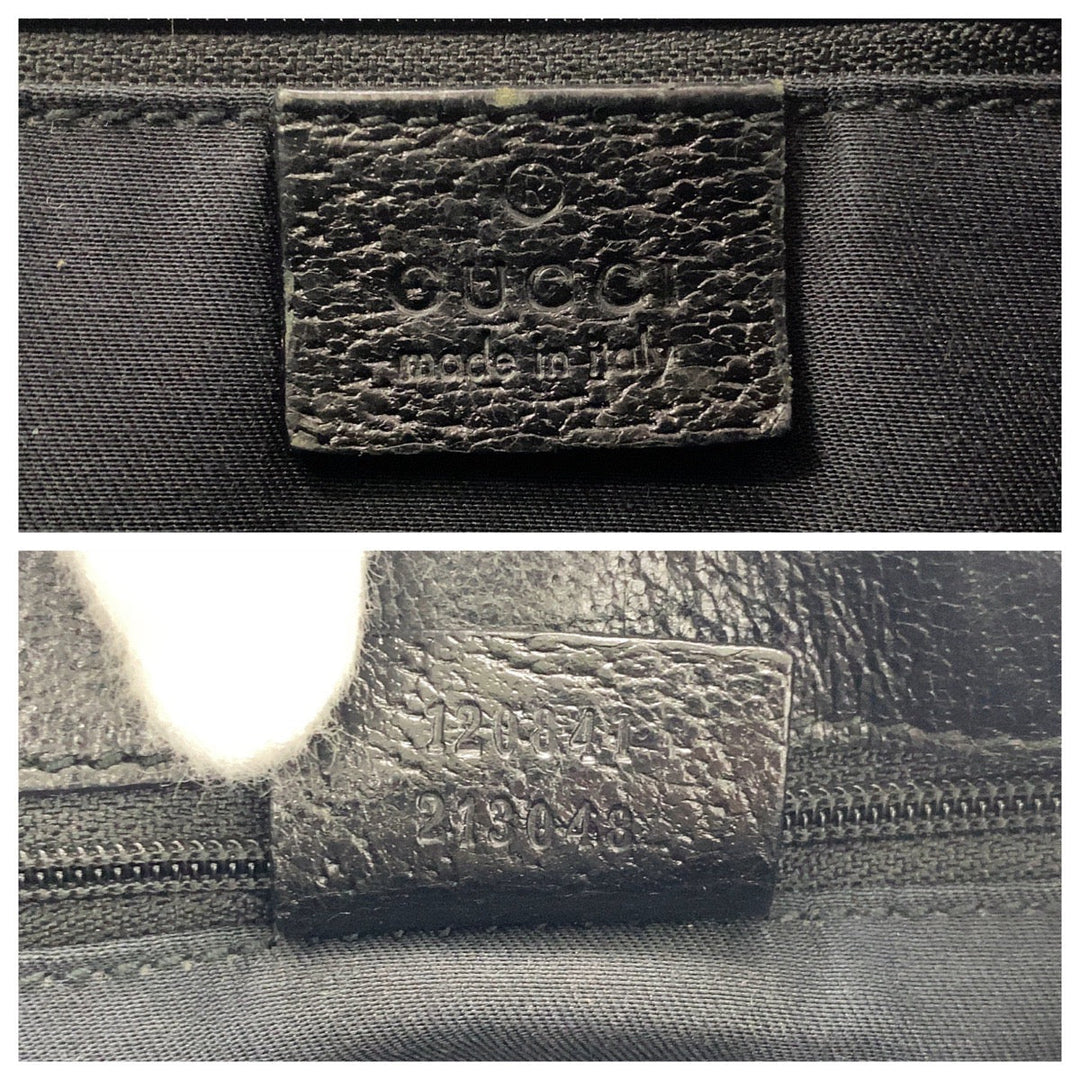 GUCCI Shoulder Bag 120841 GG canvas, leather Black SilverMetal Shoulder Bag Messenger bag Women Used Authentic