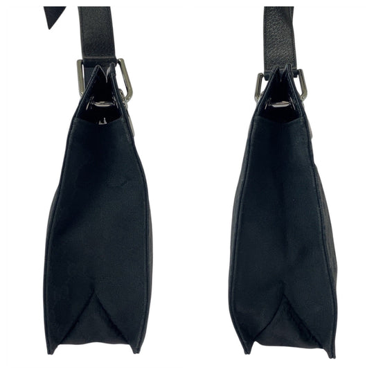 GUCCI Shoulder Bag 120841 GG canvas, leather Black SilverMetal Shoulder Bag Messenger bag Women Used Authentic