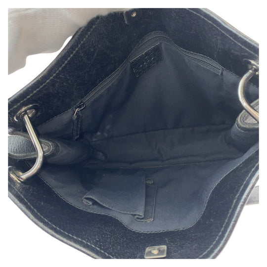 GUCCI Shoulder Bag 120841 GG canvas, leather Black SilverMetal Shoulder Bag Messenger bag Women Used Authentic