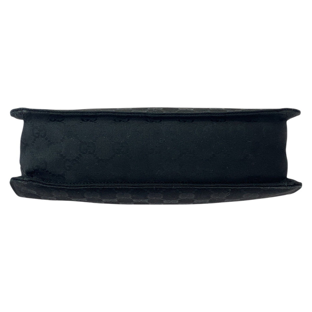 GUCCI Shoulder Bag 120841 GG canvas, leather Black SilverMetal Shoulder Bag Messenger bag Women Used Authentic