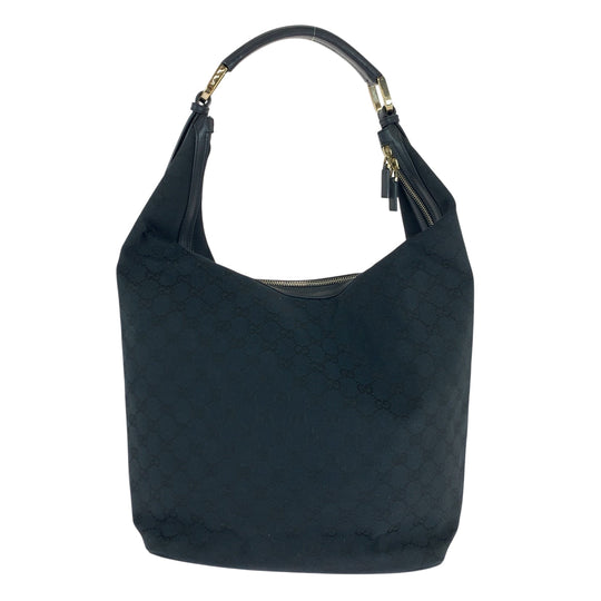 GUCCI Shoulder Bag 001 42870 GG canvas Black GoldMetal Hobo Shoulder Bag Women Used Authentic
