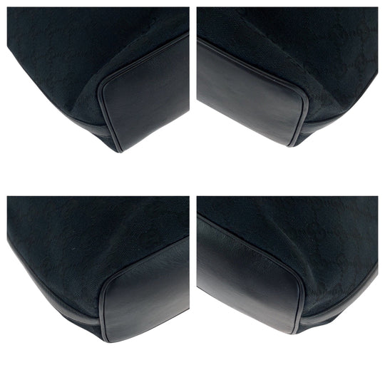 GUCCI Shoulder Bag 001 42870 GG canvas Black GoldMetal Hobo Shoulder Bag Women Used Authentic